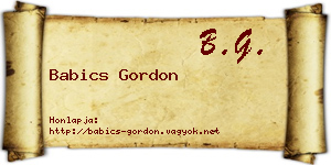 Babics Gordon névjegykártya